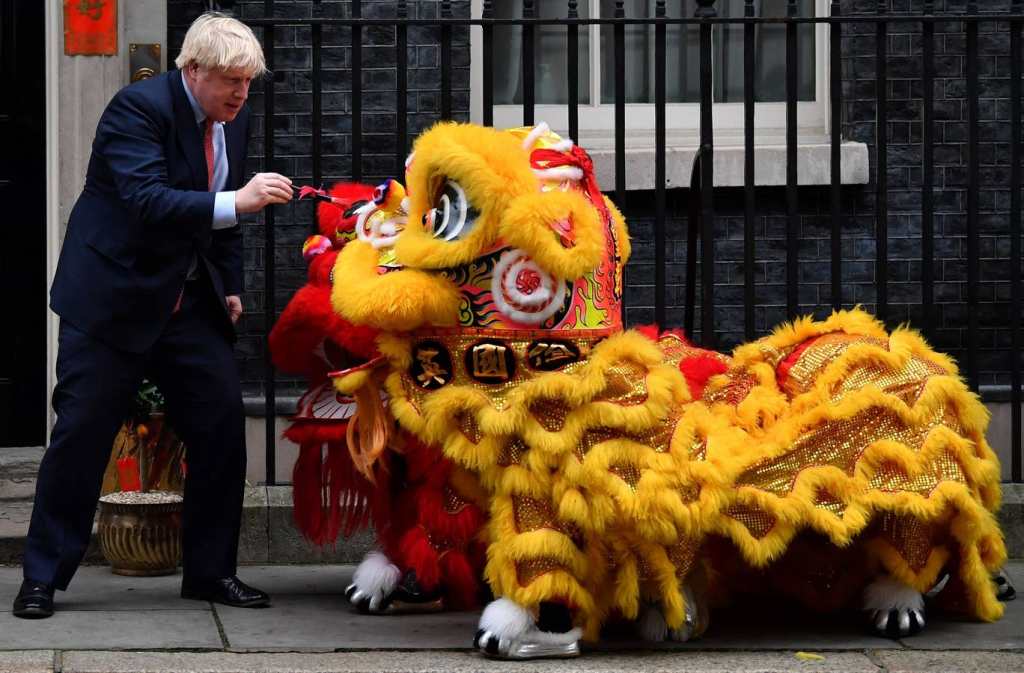Boris Johnson and Chinese dragon