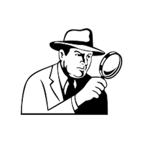 Sketch of detective with magnifying glass